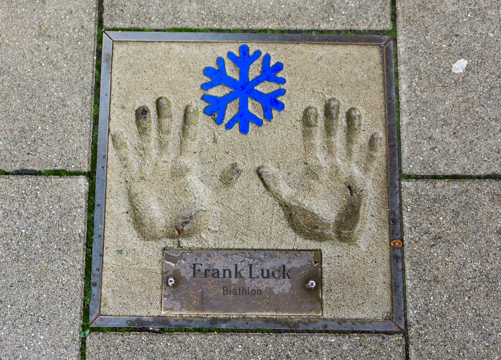 Handabdrücke von Wintersportler Frank Luck
