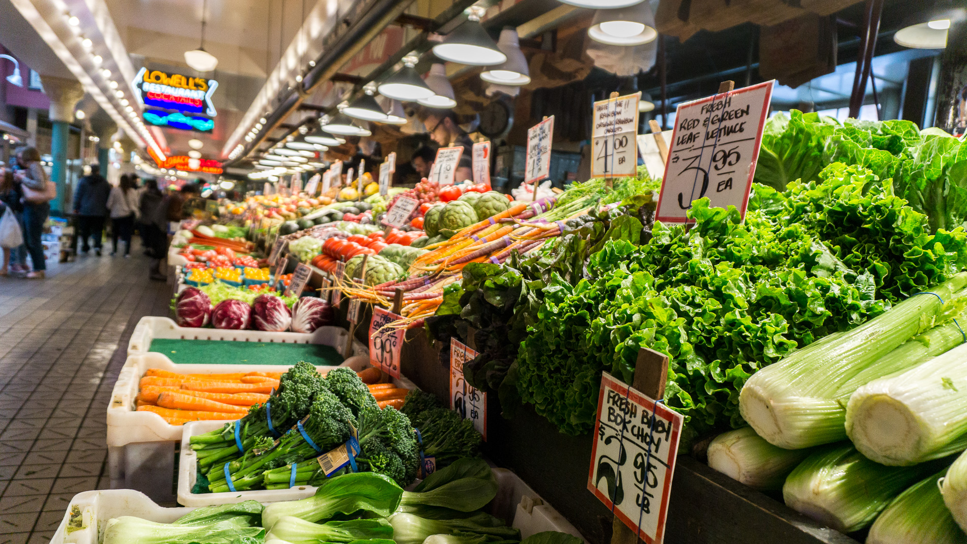Gemüseauslage im Pike Place Market, Seattle